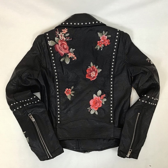 AEO Floral Embroidered Faux Leather Moto Jacket - Picture 2 of 8